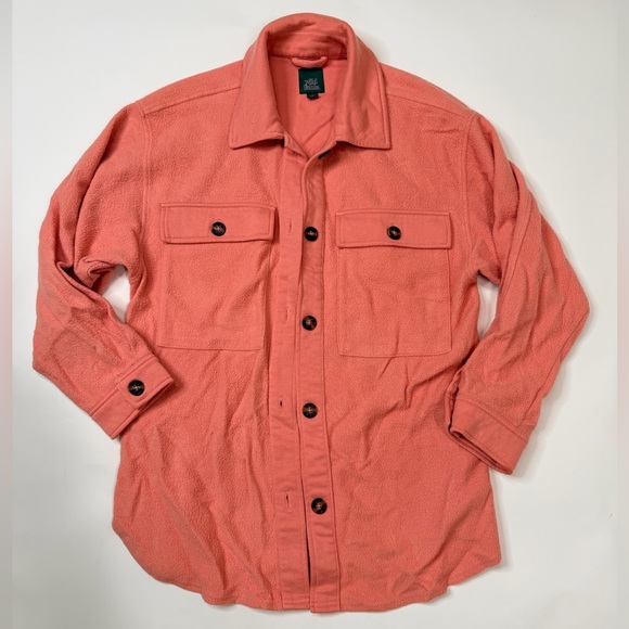 Pink Shacket Brushed Oversized Long Sleeve Button Down Shirt Jacket Fleece Plaid - Picture 3 of 17